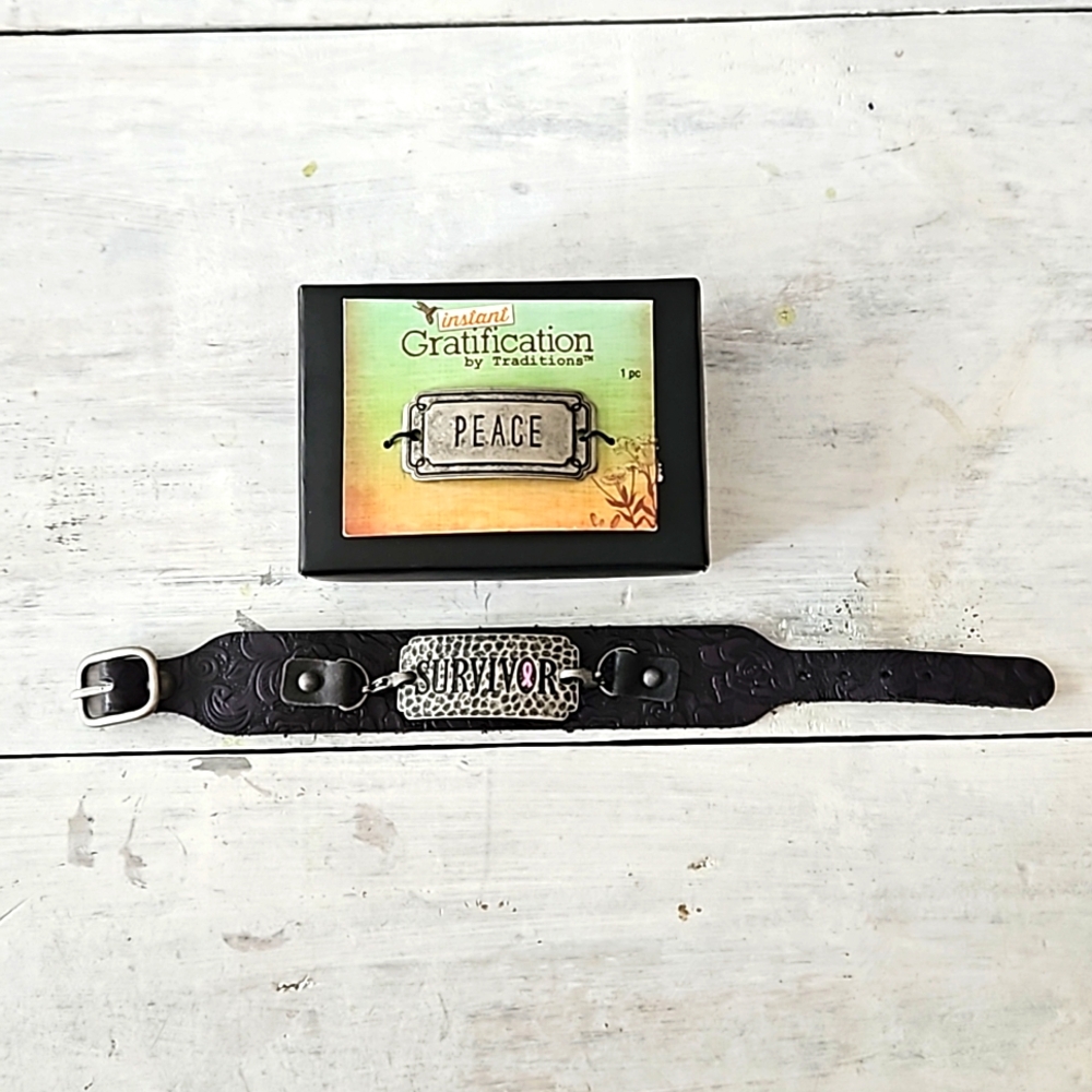 Leather bracelet with two tags
